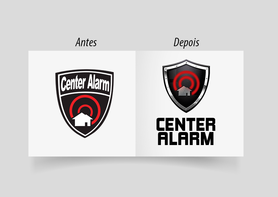 Evolução do logo Center Alarm